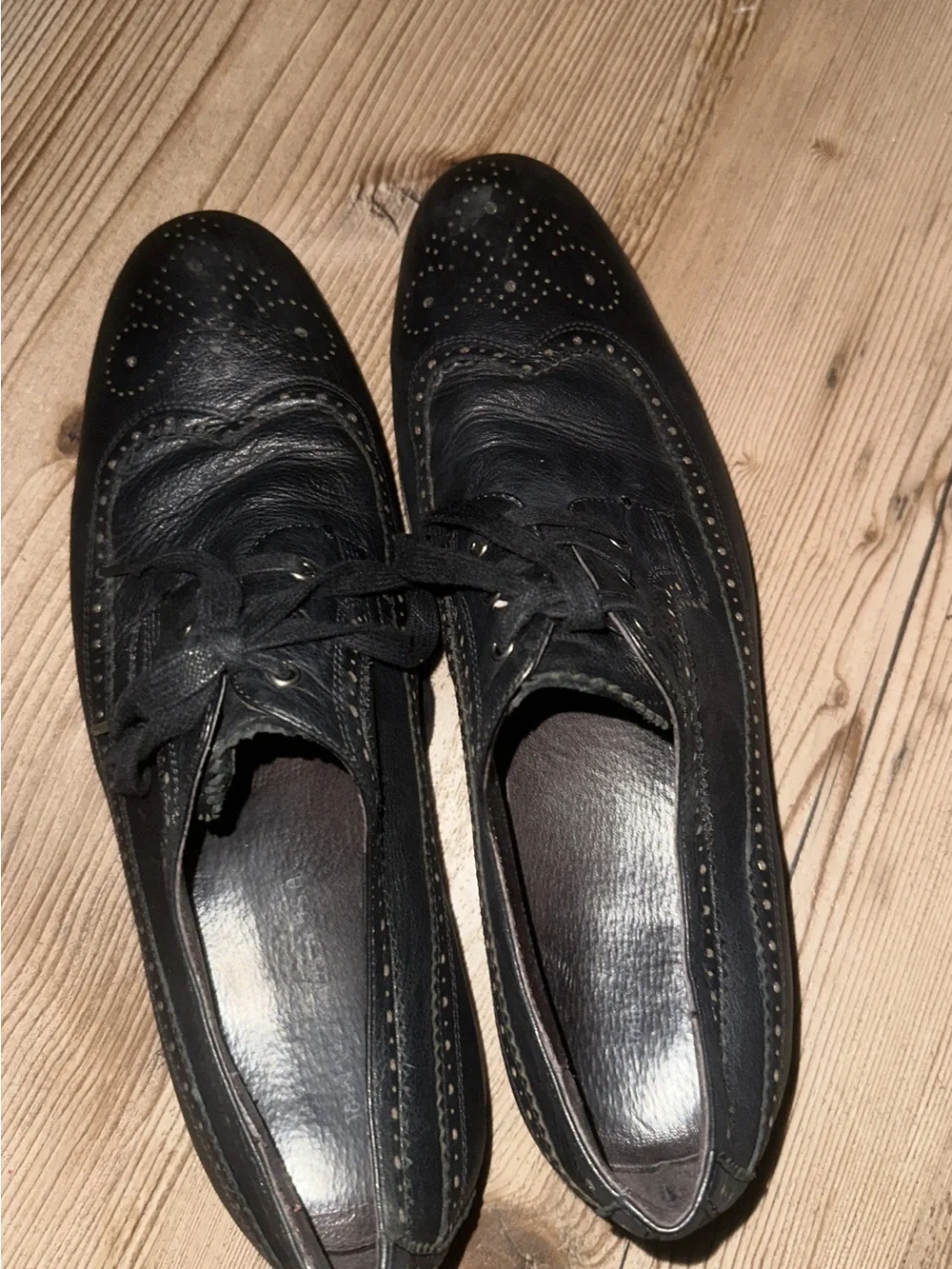 John Varvatos Black Leather Brogue Derbys